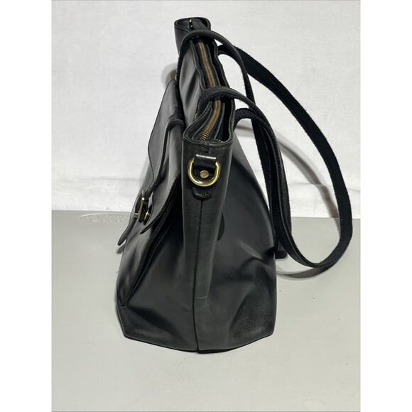 S Zone Leather Laptop Travel Tote Bag Black Zip Top Shoulder Bag Work Office - Picture 7 of 16